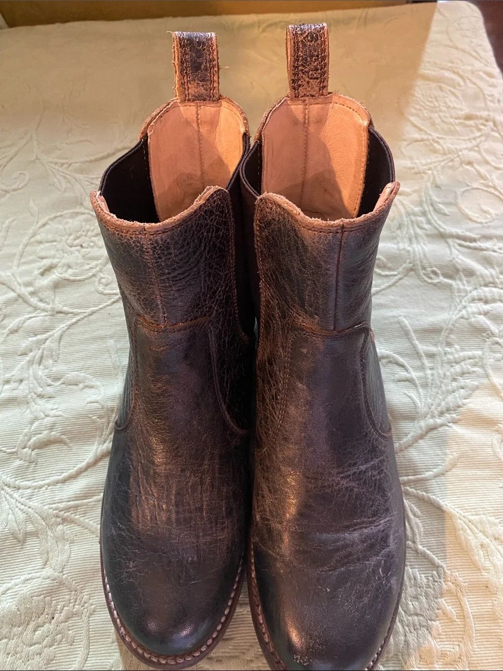 Bed Stu Nandi womens leather ankle boots in a weathered